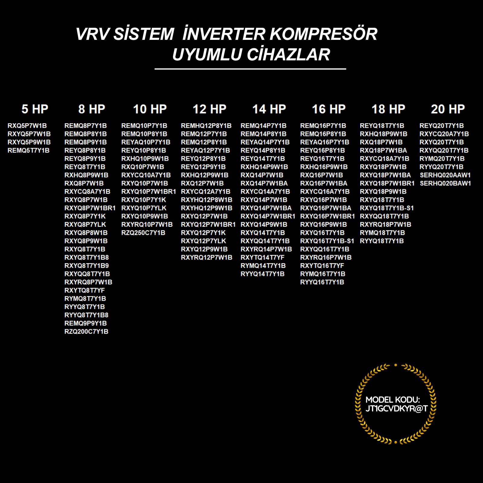 Daikin VRV Sistem İnverter Kompresör JT1GCVDKYR@T 